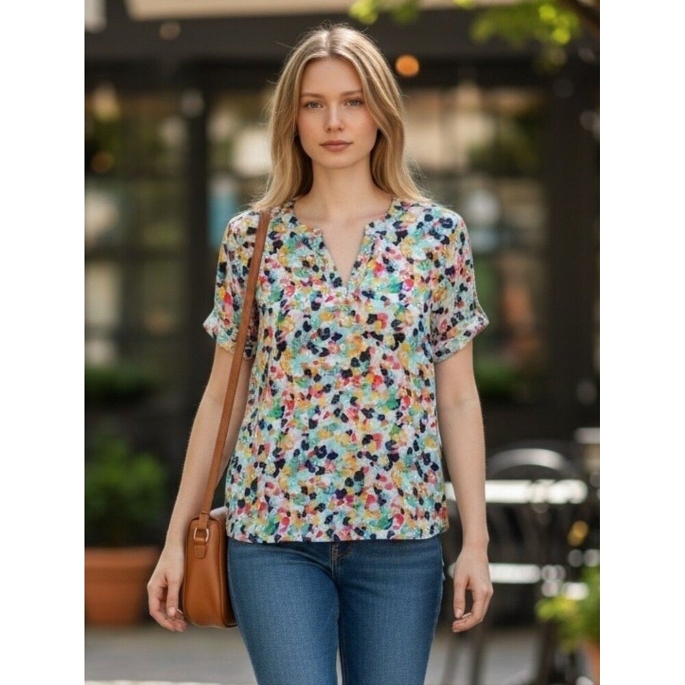 Van Heusen Multicolor Floral  Short Sleeve Top